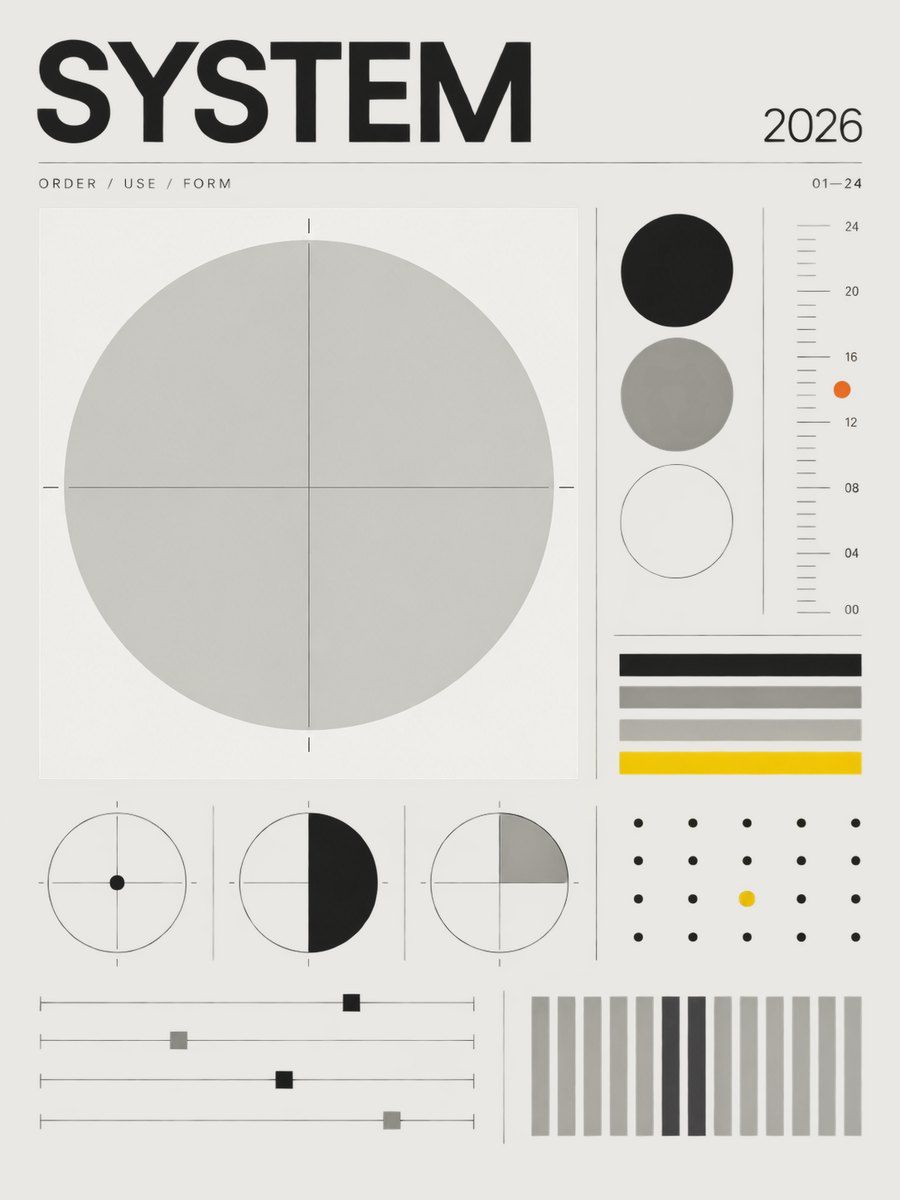 Example poster in the Dieter Rams / Braun / Ulm functionalism style