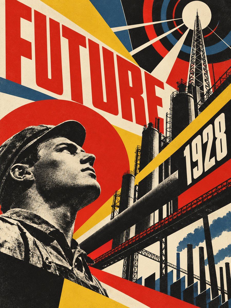 Example poster in the Russian Constructivism style