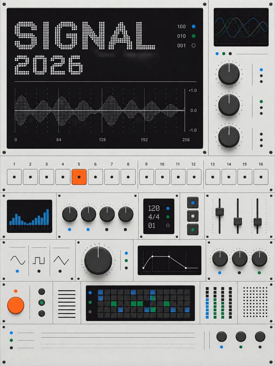 Example poster in the Teenage Engineering / instrument panel UI style