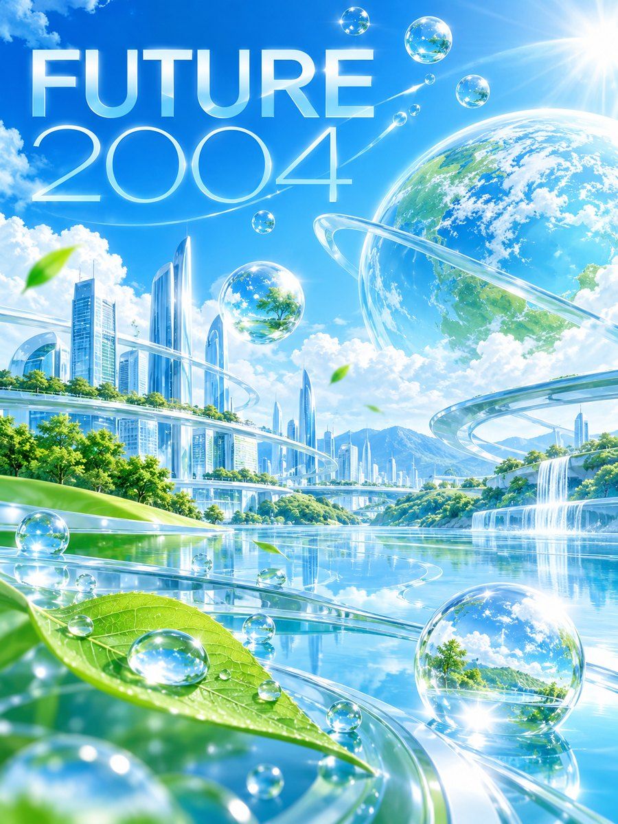 Example poster in the Y2K and Frutiger Aero style